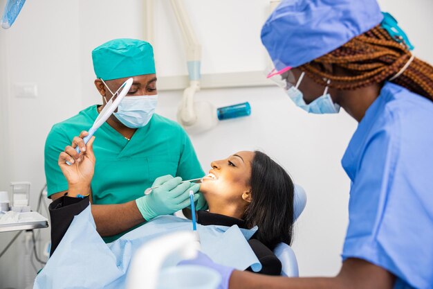 Patient looking at teeth